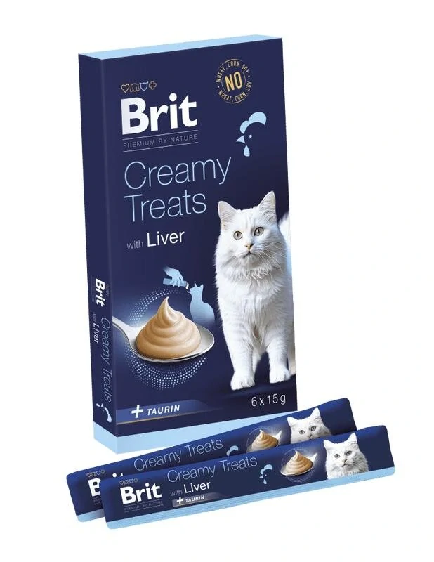Brit Premium by Nature Cat krémová pochoutka pro kočky kuřecí játra 6*15 g