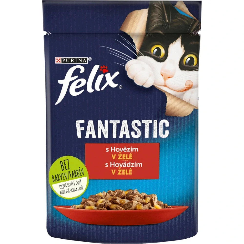 Felix Fantastic kapsička pro kočky hovězí v želé 85 g