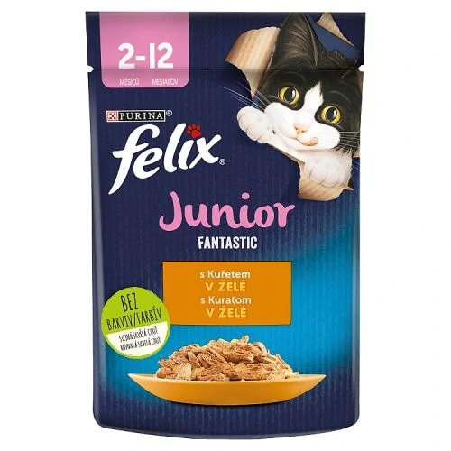 Felix Fantastic Junior kapsička pro koťata kuře v želé 85 g