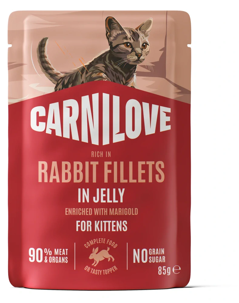 CARNILOVE Cat POUCH JELLY rich in Rabbit enriched with Marigold for Kittens 85 g
