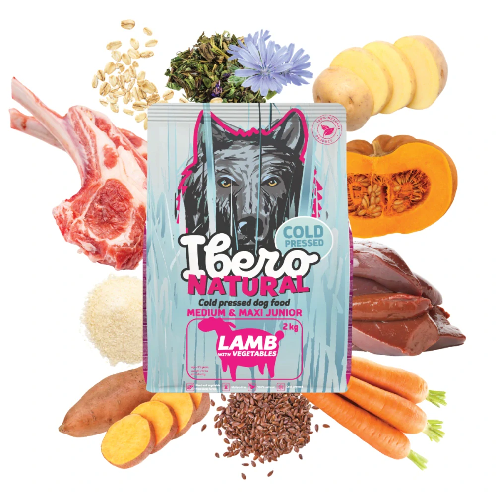 Ibero Cold Pressed Dog Junior Medium/Large granule pro štěňata jehněčí 2 kg