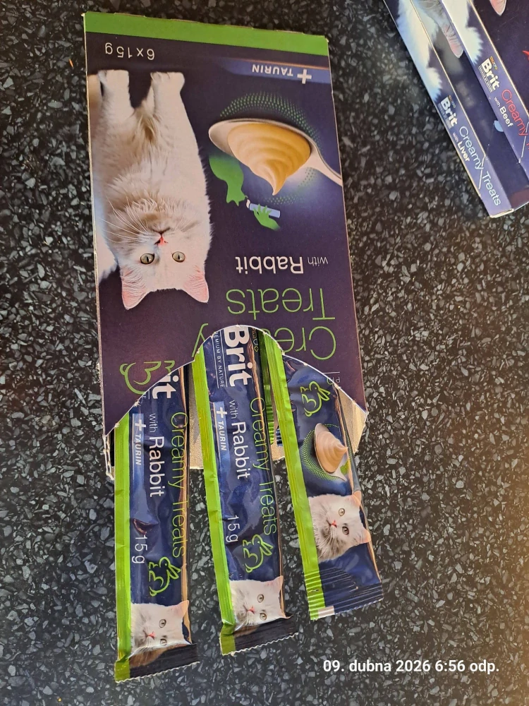 Brit Premium by Nature Cat krémová pochoutka pro kočky králík 6*15 g