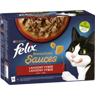 Felix Sensations Sauces kapsička pro kočky hovězí jehněčí krůta kachna v lahodné omáčce 12 x 85 g