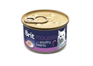 Brit Premium by Nature Cat Mousse konzerva pro kočky drůbeží srdíčka 85 g